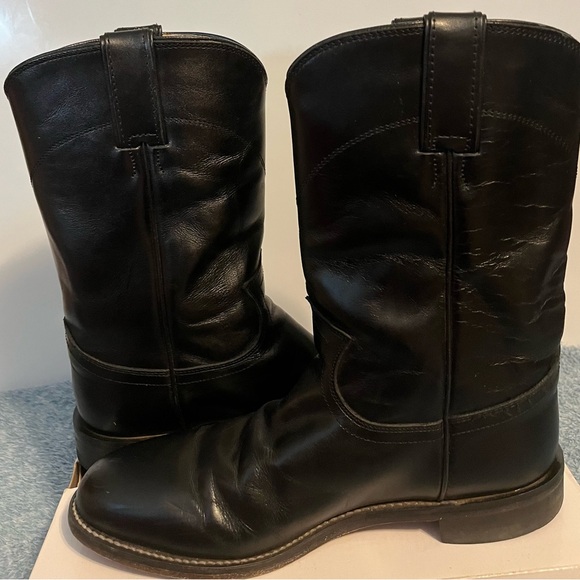 Justin Boots Shoes - Justin L3703 Ladies Classic Roper Boot Black Kipskin Cowhide Foot Roper Toe